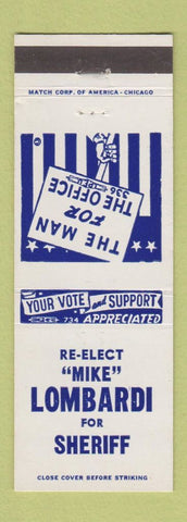 Matchbook Cover - Mike Lombardi For Sheriff