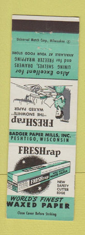Matchbook Cover - Freshwrap Waxed Paper Peshtigo WI