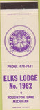 Matchbook Cover - Matchbook Cover Elks Club Houghton Lake MI