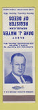 Matchbook Cover - Dave Mayer Register of Deeds Racine WI election