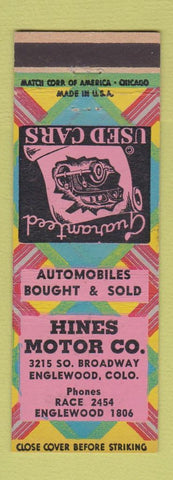 Matchbook Cover - Hines Motors Englewood Colorado