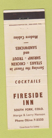 Matchbook Cover - Fireside Inn South Fork Colorado