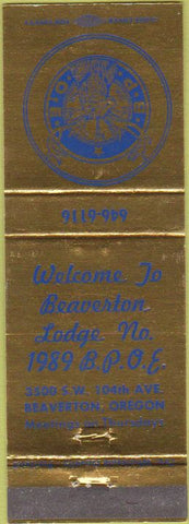 Matchbook Cover - Matchbook Cover Elks Club Beaverton OR