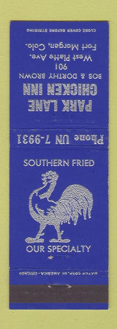 Matchbook Cover - Park Lane Chicken Inn Fort Morgan Colorado fried chicken