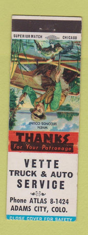 Matchbook Cover - Vette Truck Auto Service Adams City Colorado