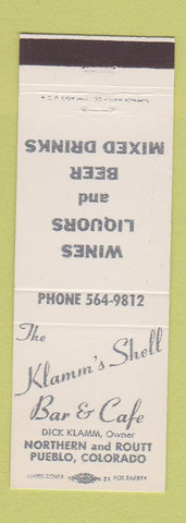 Matchbook Cover - Klamm's Shell Bar Cafe Pueblo Colorado