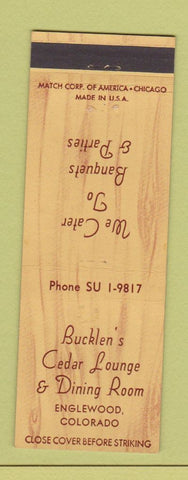 Matchbook Cover - Bucklen's Cedar Lounge Restaurant Englewood Colorado