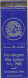 Matchbook Cover - Matchbook Cover Elks Club Farmington MI