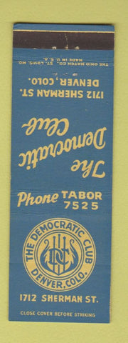 Matchbook Cover - Democratic Club Denver Colorado