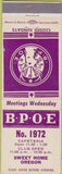 Matchbook Cover - Matchbook Cover Elks Club Sweet Home OR