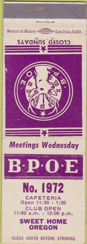 Matchbook Cover - Matchbook Cover Elks Club Sweet Home OR