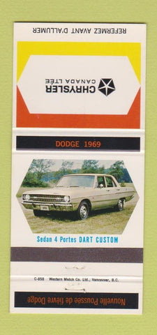 Matchbook Cover - 1969 Dodge Dart Chrysler Canada QC 30 Strike