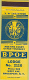 Matchbook Cover - Matchbook Cover Elks Club Brockport NY
