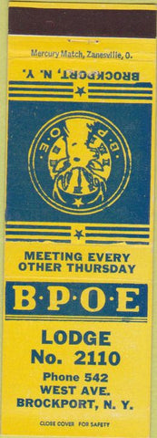 Matchbook Cover - Matchbook Cover Elks Club Brockport NY