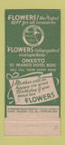 Matchbook Cover - Onesto Flowers Canton OH 21 Strike Feature