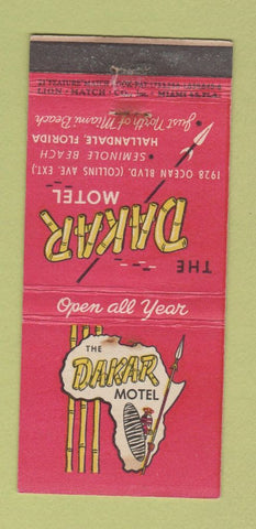 Matchbook Cover - The Dakar Motel Hallandale FL WEAR 21 Strike Feature
