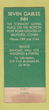 Matchbook Cover - 7 Gables Inn Milford CT WEAR 21 Strike Feature