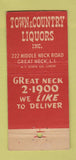 Matchbook Cover - Town and Country Liquors Great Neck LI NY 21 Strike Feature