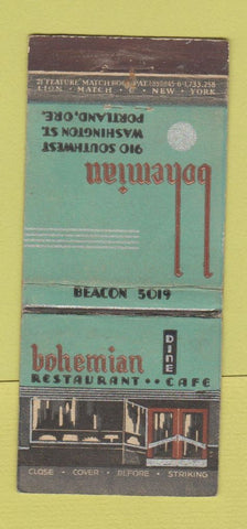 Matchbook Cover - Bohemian Restaurant Cafe Portland OR WEAR 21 Strike Feature