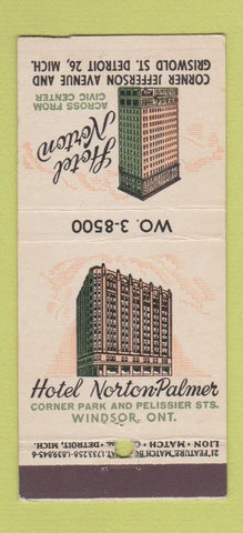 Matchbook Cover - Hotel Norton Detroit MI Windsor ON 21 Strike Feature