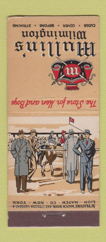 Matchbook Cover - Mullin's Men's Clothes Wilmington DE 21 Strike Feature