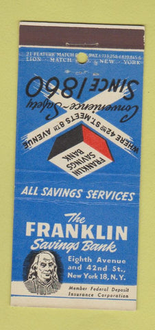 Matchbook Cover - Franklin Savings Bank New York City 21 Strike Feature