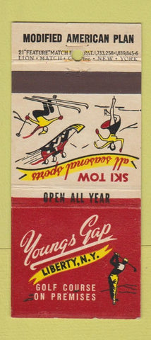 Matchbook Cover - Young Gap Liberty NY skiing golf girlie 21 Strike Feature