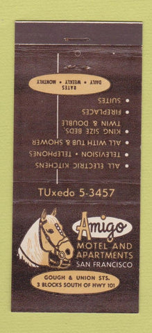 Matchbook Cover - Amigo Motel San Francisco CA 21 Strike Feature