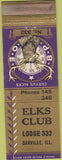 Matchbook Cover - Matchbook Cover Elks Club Danville IL
