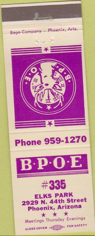 Matchbook Cover - Matchbook Cover Elks Club Phoenix AZ
