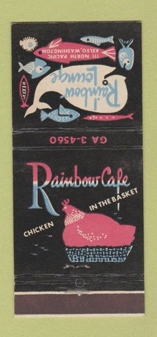 Matchbook Cover - Rainbow Lounge Cafe Kelso WA 21 Strike Feature