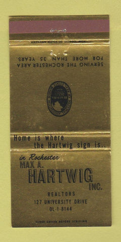 Matchbook Cover - Max Hartwig Real Estate Rochester MI 30 Strike