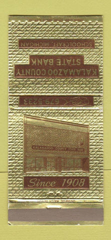 Matchbook Cover - Kalamazoo County State Bank Schoolcraft MI 30 Strike