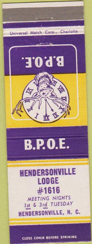 Matchbook Cover - Matchbook Cover Elks Club Hendersonville NC