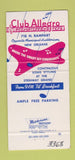 Matchbook Cover - Club Allegro New Orleans LA 30 Strike