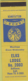 Matchbook Cover - Matchbook Cover Elks Club Bellflower CA