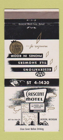 Matchbook Cover - Crescent Motel Jackson MI 30 Strike