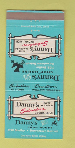 Matchbook Cover - Danny's Restaurants Livonia Detroit MI 30 Strike