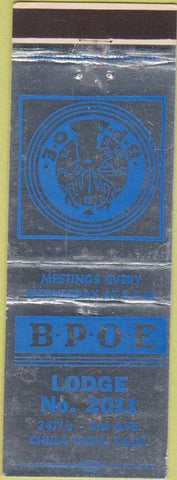 Matchbook Cover - Matchbook Cover Elks Club Chula Vista CA