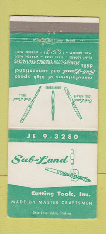 Matchbook Cover - Sub Land Cutting Tools Warren MI 30 Strike