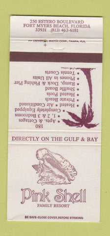 Matchbook Cover - Pink Shell Restaurant Fort Myers Beach FL WEAR 30 Strike