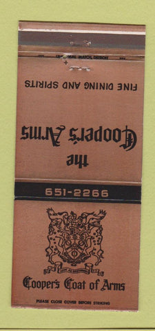 Matchbook Cover - Cooper's Coat of Arms Rochester MI WEAR 30 Strike