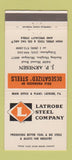 Matchbook Cover - Latrobe Steel JP Arnesen Sterling Heights MI 30 Strike