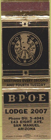 Matchbook Cover - Matchbook Cover Elks Club San Manuel AZ
