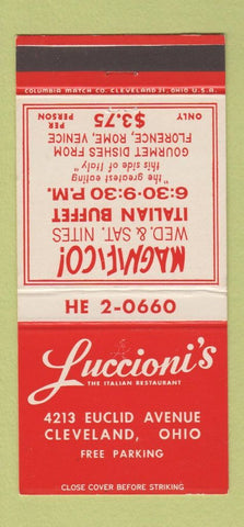 Matchbook Cover - Luccioni's Italian Restaurant Cleveland OH 30 Strike