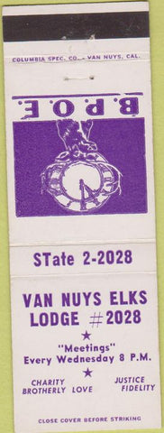 Matchbook Cover - Matchbook Cover Elks Club Van Nuys CA