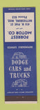 Matchbook Cover - Forrest Dodge Cars Trucks Hattiesburg MS low phone #
