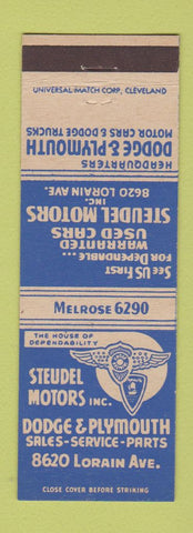 Matchbook Cover - Steudel Motors Dodge Plymouth Cleveland OH