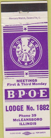 Matchbook Cover - Matchbook Cover Elks Club McLeansboro IL