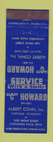Matchbook Cover - Albert Conn Chrysler Plymouth Cuyahoga Falls OH